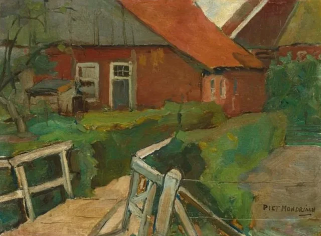 Edificios de granja con puente, Piet Mondrian