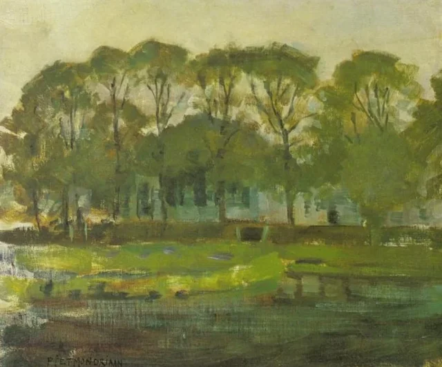 Granja junto al agua resguardada por una bóveda de árboles II