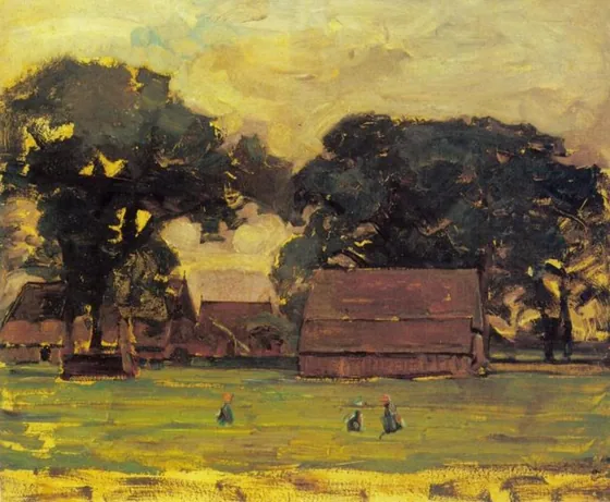 Farmstead under oak trees II
