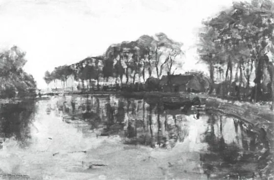 Farmstead with long row of trees on the Gein