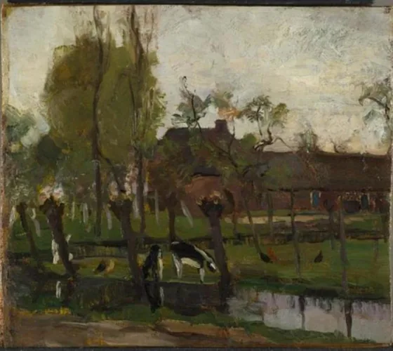 Farmstead with willows on the water II