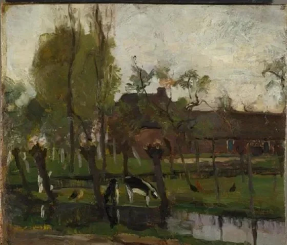 Farmstead with willows on the water II