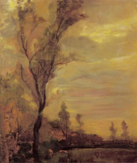 Field with row of trees at left