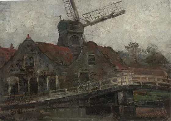 Houses and paltrok mill on the Voorweg