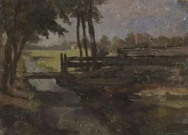 Acequia de riego con puente, boceto, Piet Mondrian