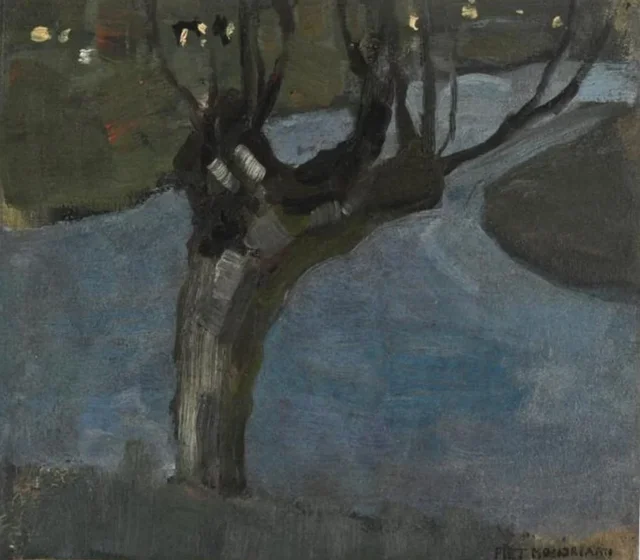 Acequia de riego con sauce adulto, Piet Mondrian