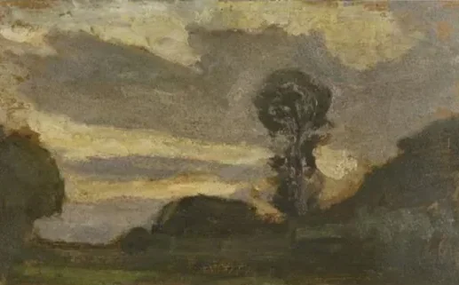 Isolated tree on the Gein with streaked sky