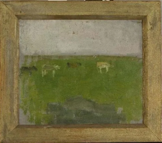 Landscape with four cows in profile