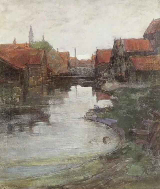 El Lange Bleekerssloot con la torre de la Westerkerk