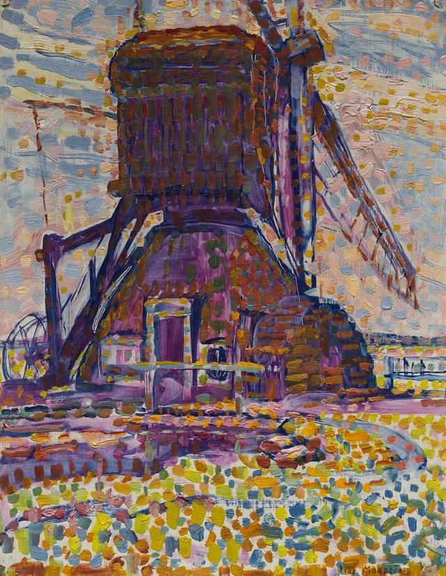 El molino de Winkel, versión puntillista, Piet Mondrian