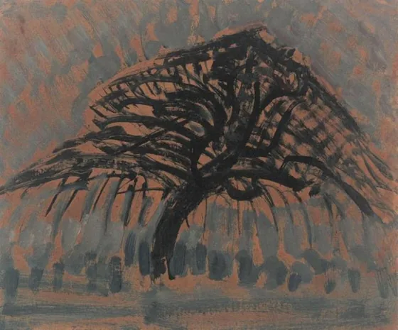 Oil sketch for blue apple tree series
