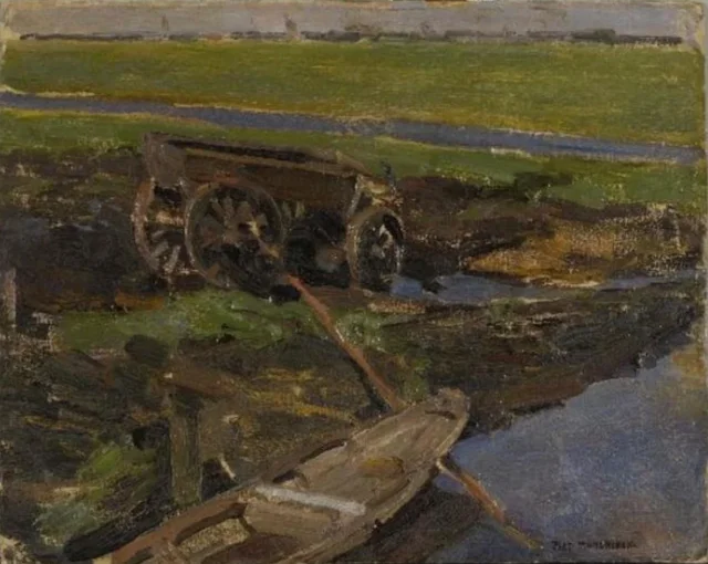En el campo, estudio al óleo, Piet Mondrian