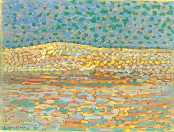 Pointillist dune study, crest at left