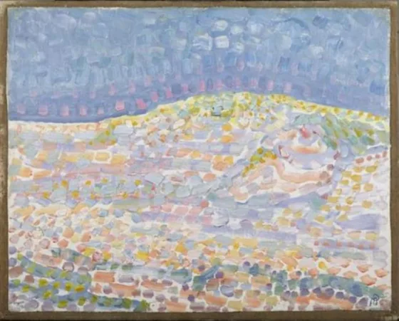Pointillist dune study, crest at right