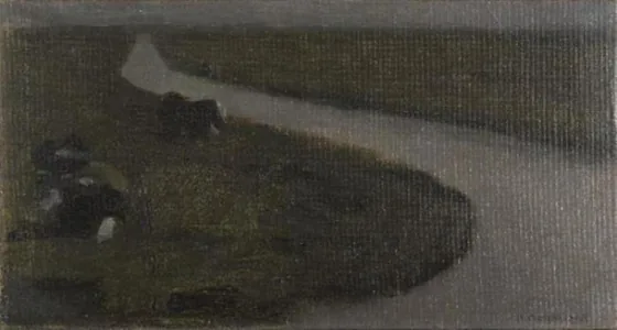 Polder landscape with irrigation ditch and two cows