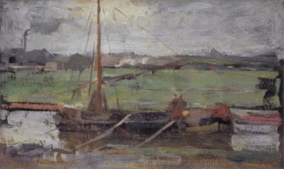 Polder with moored boat near Amsterdam I