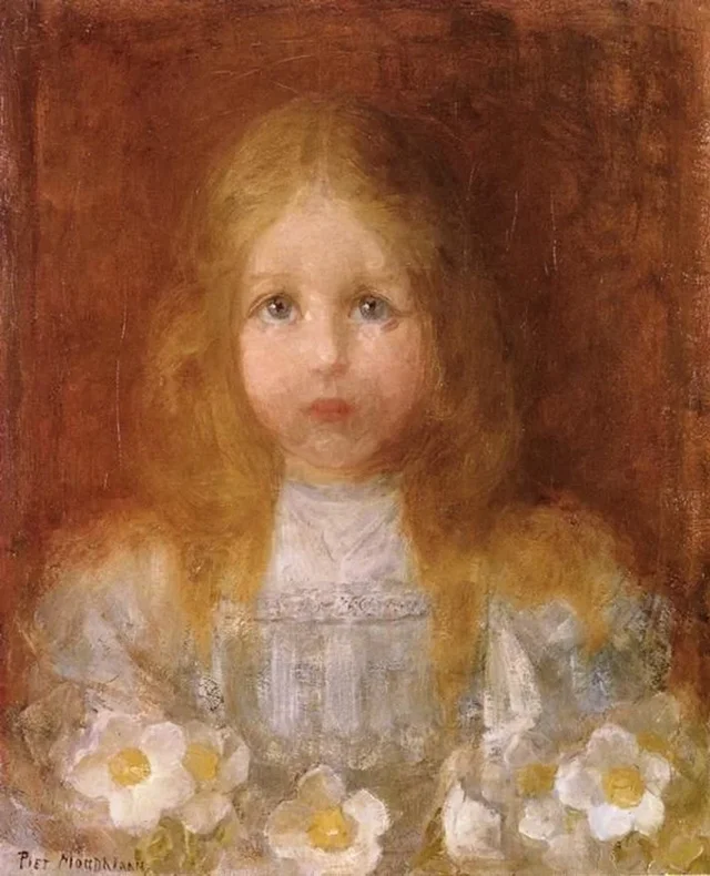 Retrato de una joven con flores
