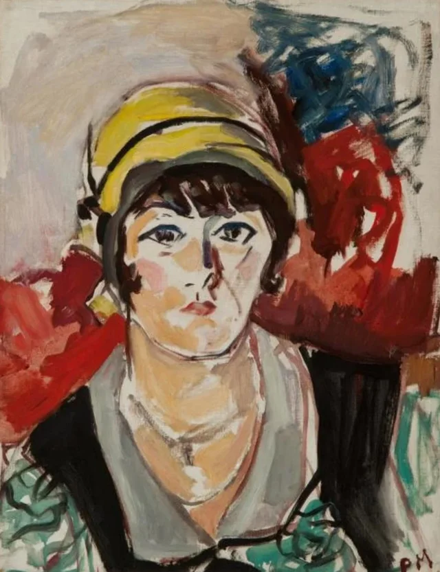 Retrato de mujer con sombrero amarillo, Piet Mondrian