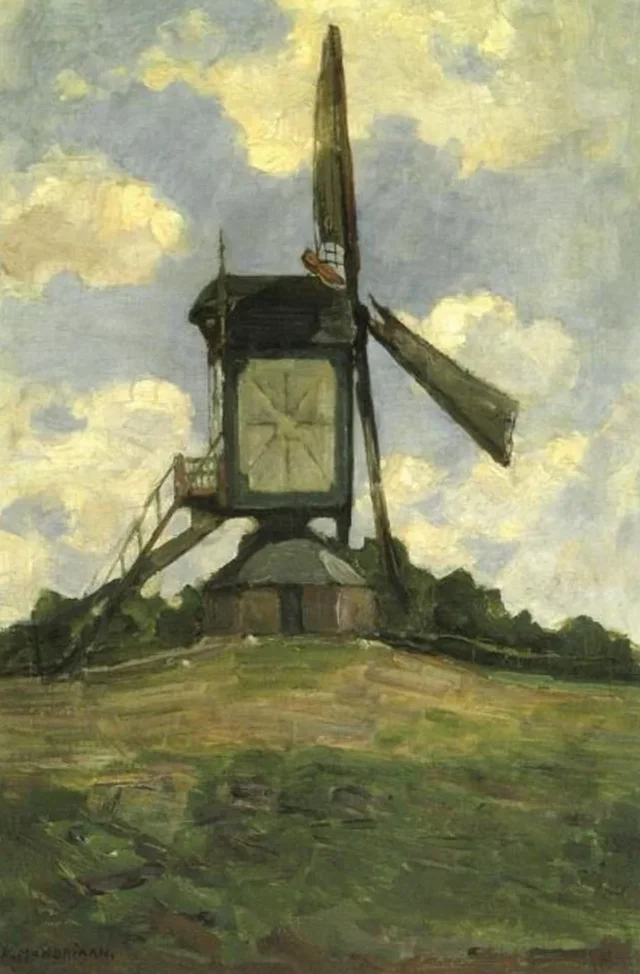 Molino de pivote en Heeswijk, vista lateral