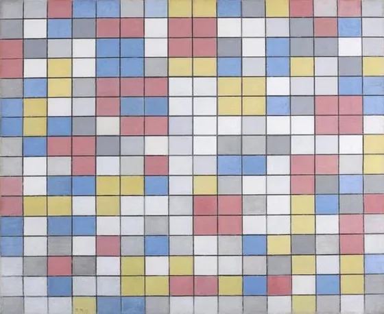 Rastercompositie 9: dambordcompositie heldere kleuren