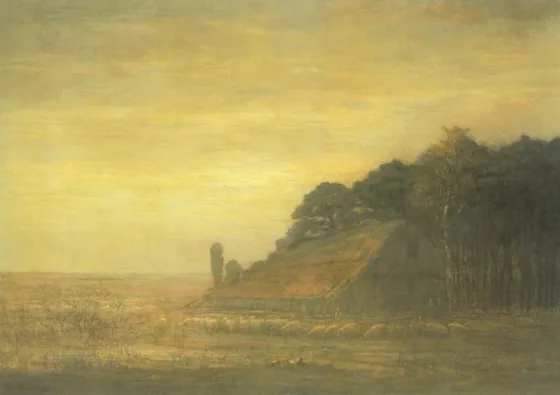 Sheepfold with flock of sheep