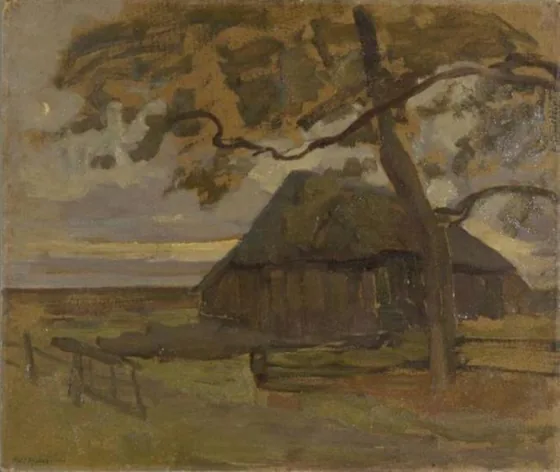 Sheepfold with tree at right