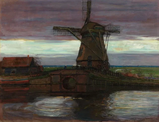 El molino Stammer con cielo estriado, Piet Mondrian