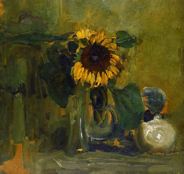 Naturaleza muerta con girasol, Piet Mondrian