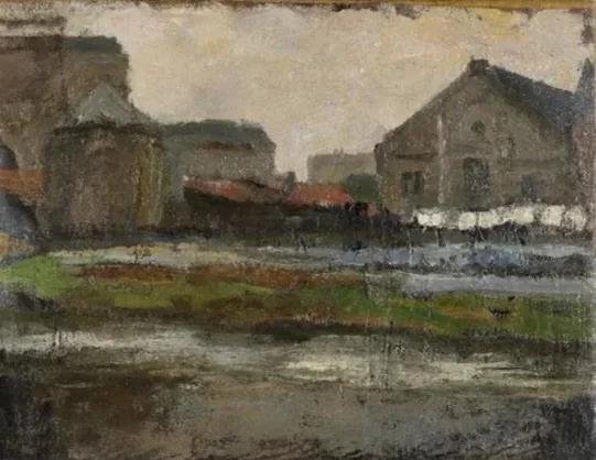 The Boerenwetering with shed of the royal wax candle factory