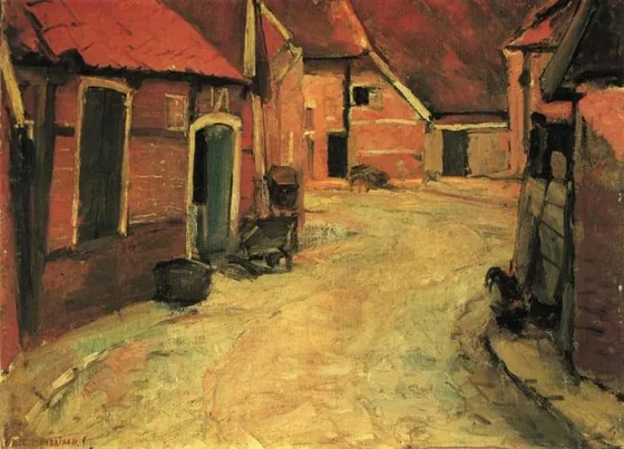 The Lappenbrink, view toward the Nieuwstraat, oil sketch