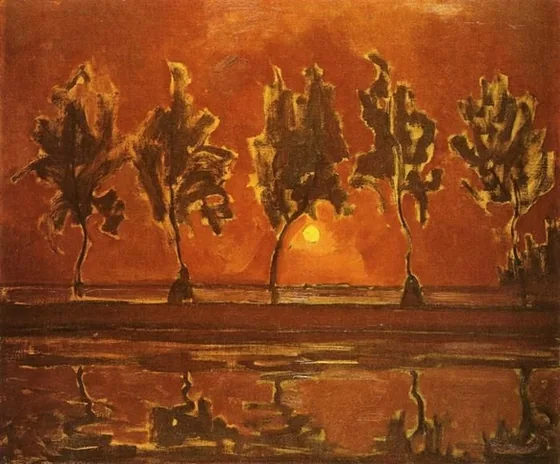 Trees by the Gein at Moonrise