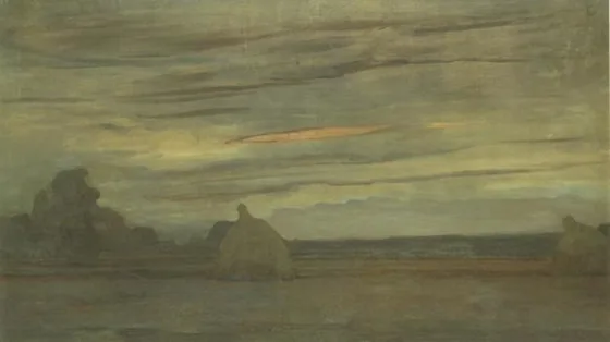 Two haystacks in a field I