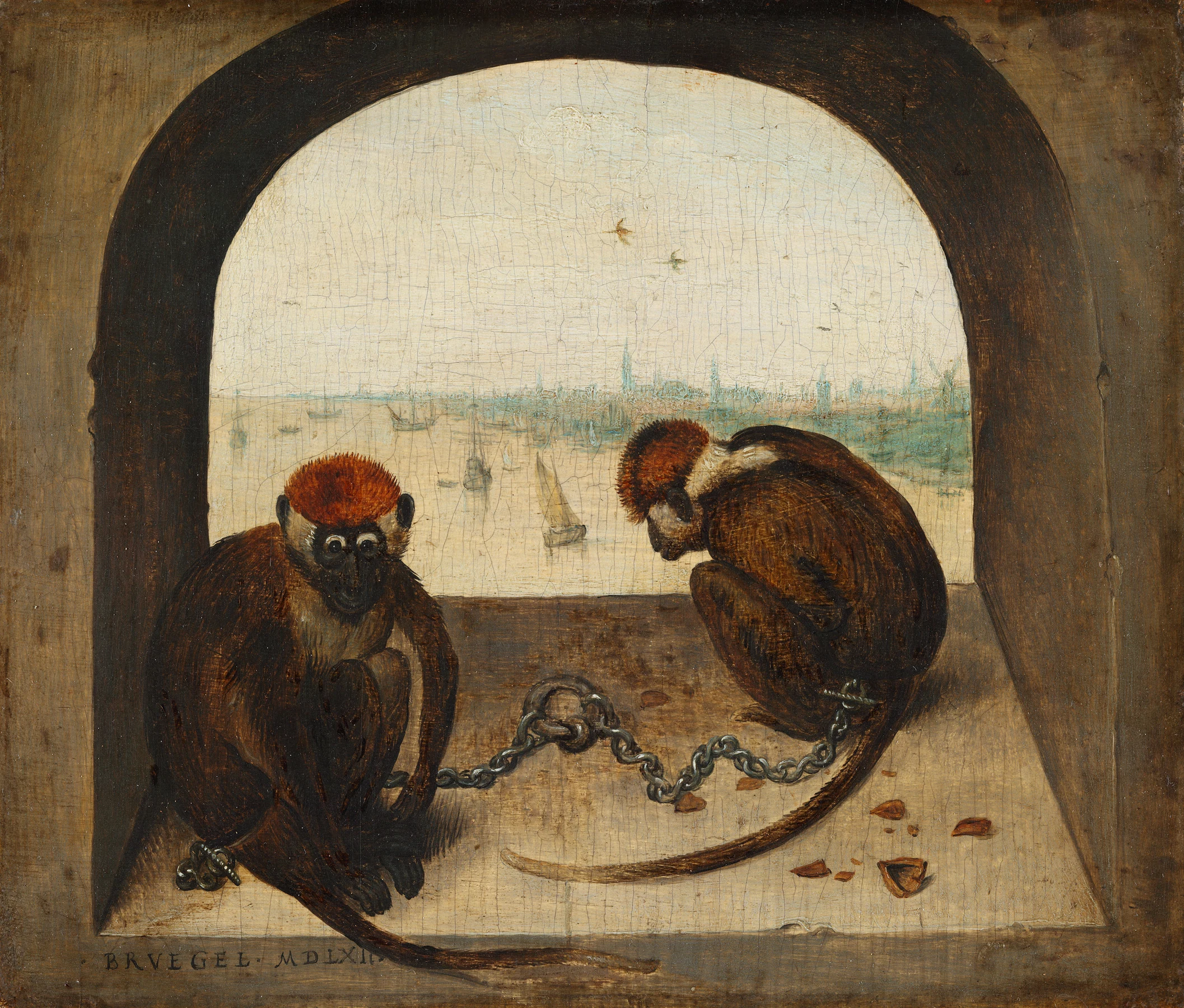 Two Chained Monkeys, Pieter Brueghel l'Ancien