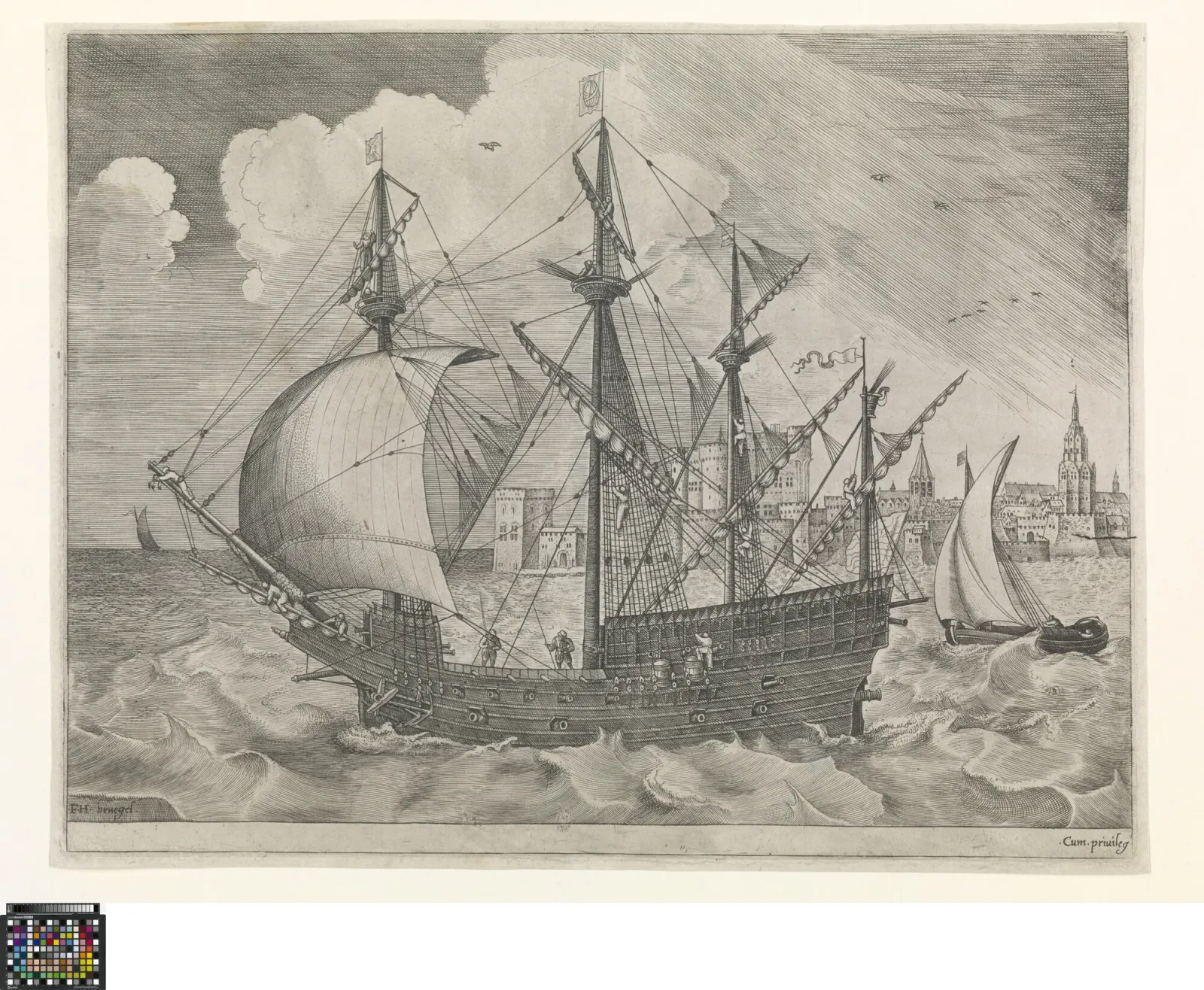 Armed four-master putting out to sea, Pieter Brueghel l'Ancien