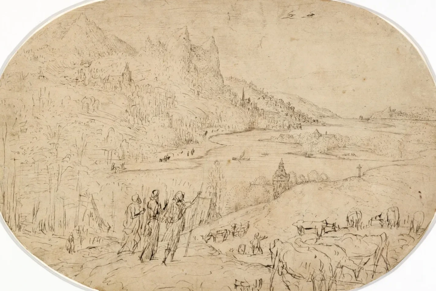 Mountain Landscape with the Journey to Emmaus, Pieter Bruegel the Elder