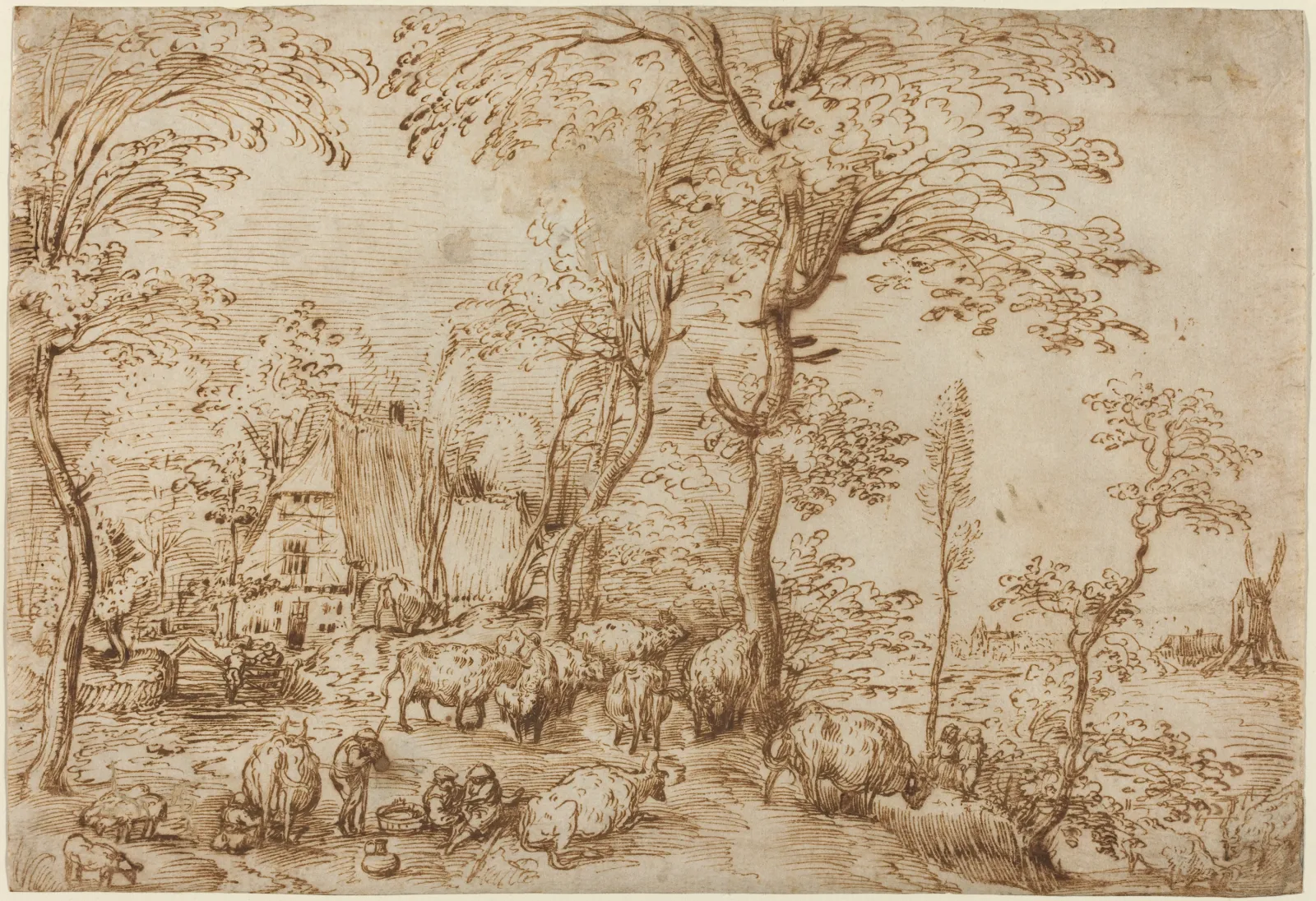 Peasants and Cattle near a Farmhouse, Pieter Brueghel l'Ancien