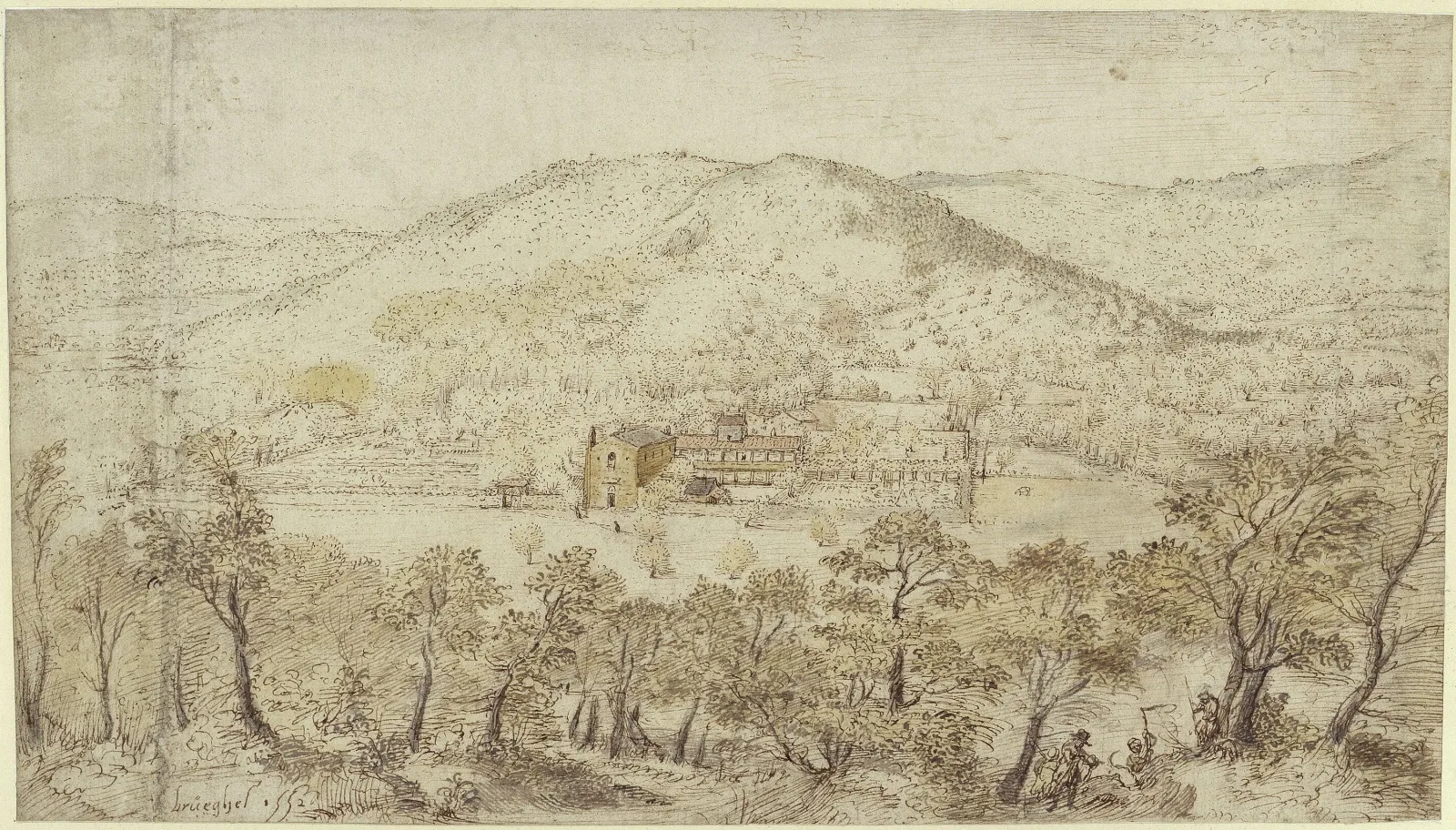 Southern hilly landscape with convent buildings, Pieter Brueghel l'Ancien