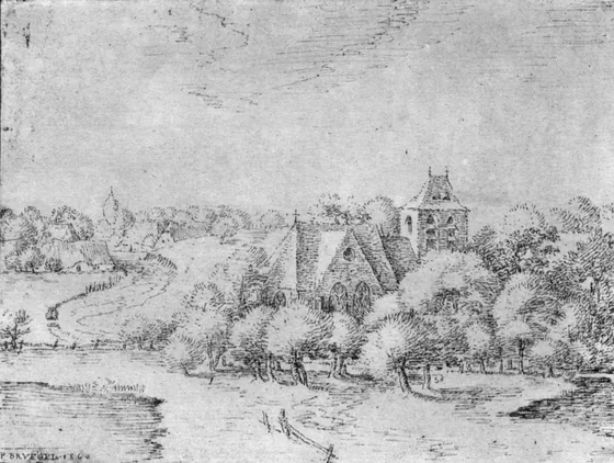 Flemish landscape with church