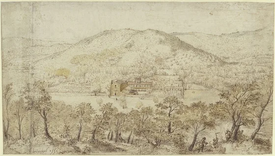 Southern hilly landscape with convent buildings