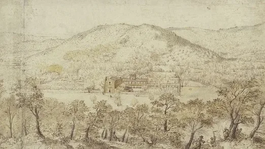 Southern hilly landscape with convent buildings