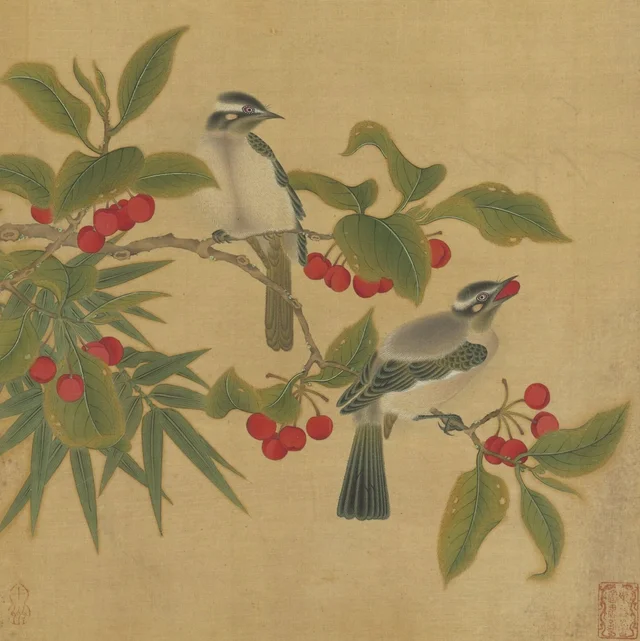 花鳥冊 桜桃, 仇英