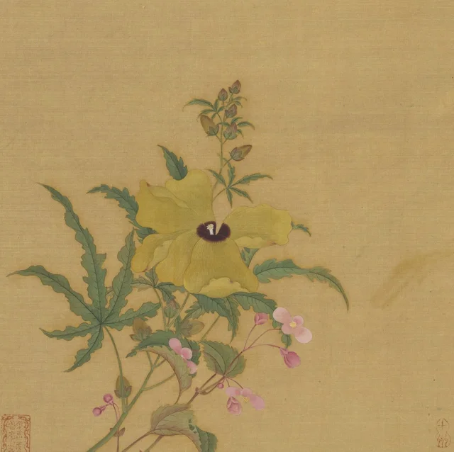 花鳥冊 蜀葵, 仇英