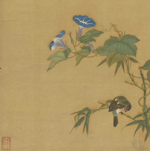 花鳥冊 牽牛花, 仇英