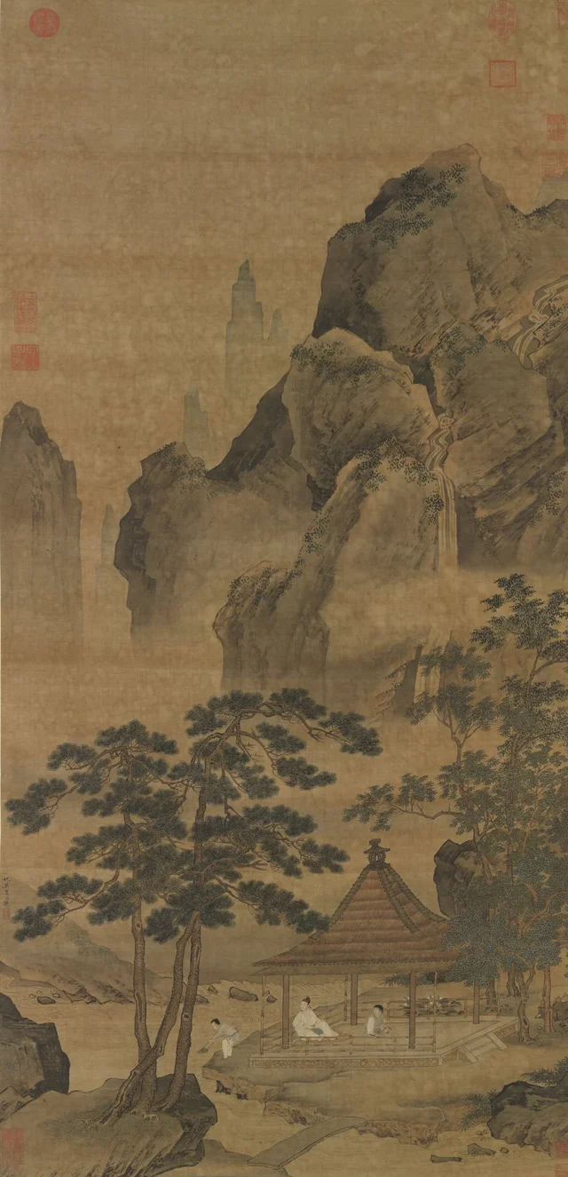 松亭試泉図, 仇英