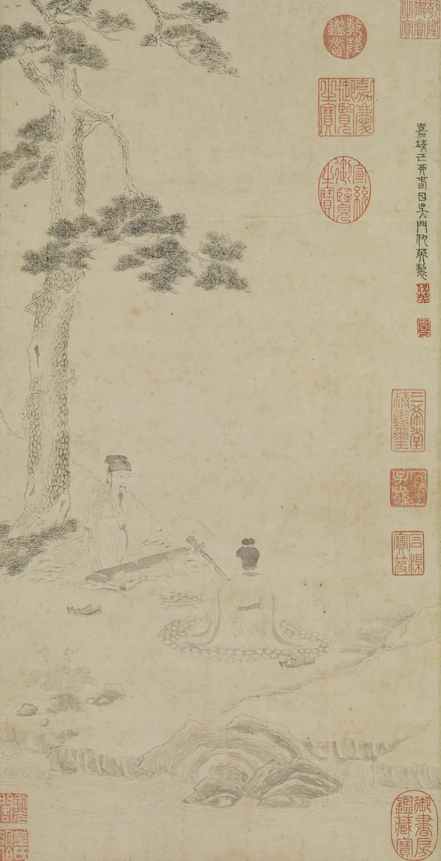 松陰琴阮, 仇英