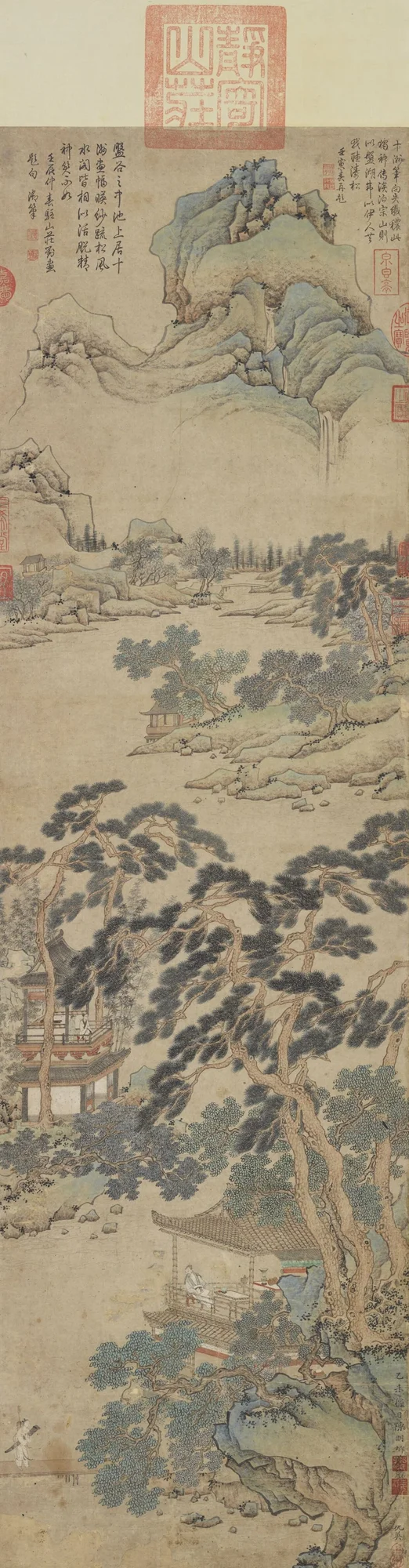 竹楼図 清高宗御題, 仇英