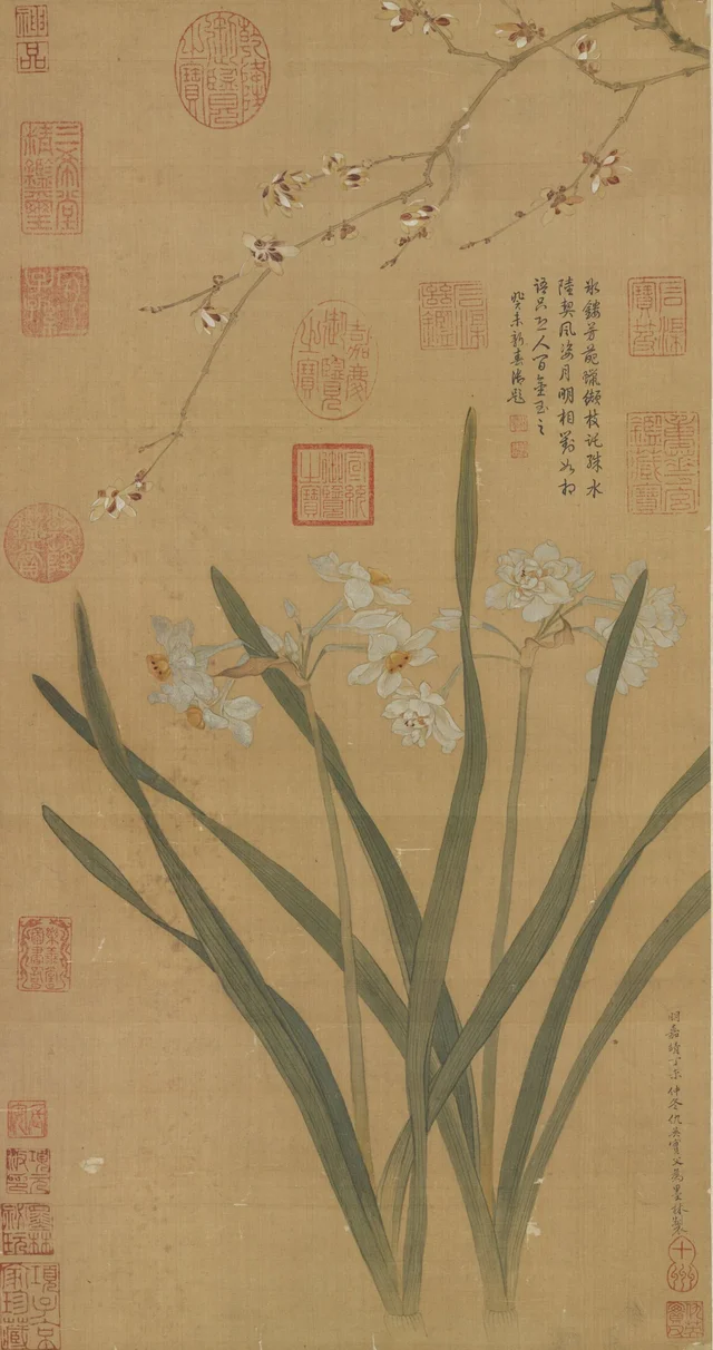 水仙蠟梅, 仇英