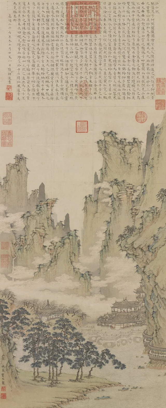 雲溪仙館図, 仇英