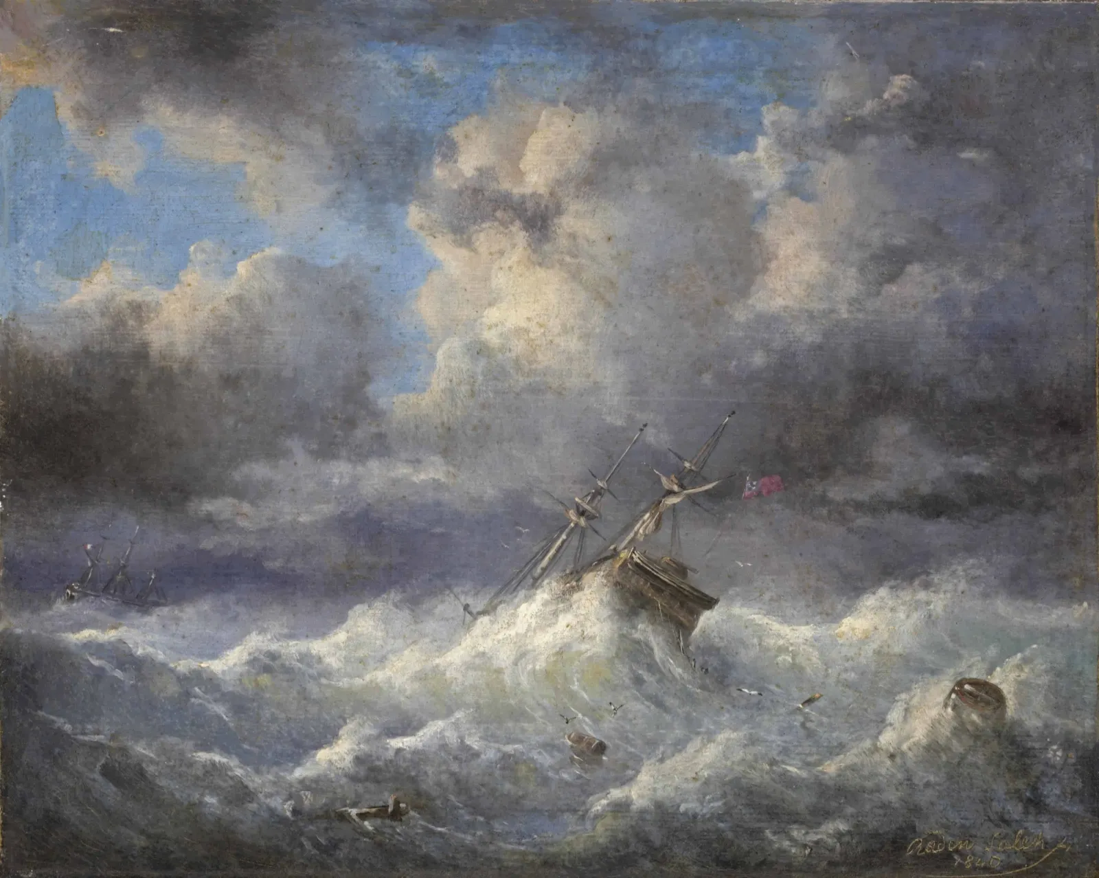 Navire britannique par gros temps, Raden Saleh