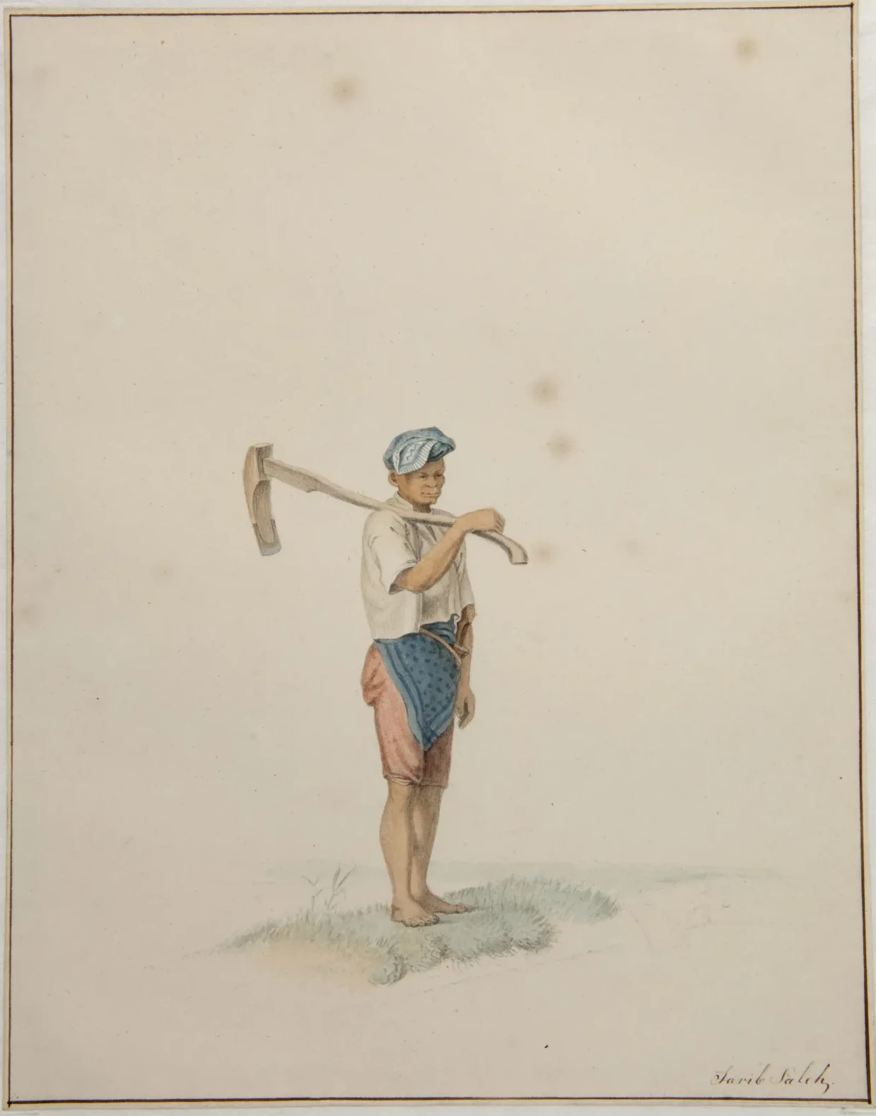 Un homme portant une houe sur l'épaule, Raden Saleh